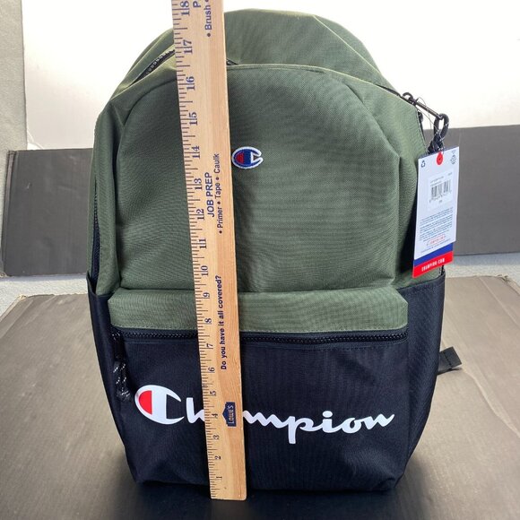 Champion 15” Backpack Black/Green cript Logo,Laptop Sleeve,Padded Straps New - Picture 11 of 13